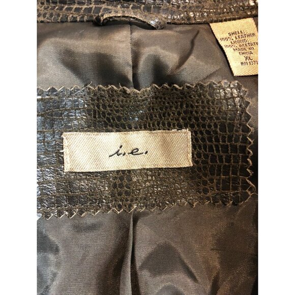 i.e Women's Size XL 100% Leather Jacket Brown Alligator Sporty Full Zip - Picture 7 of 10